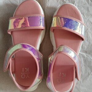 YOKI pink iridescent platform sandals with ankle strap size 6